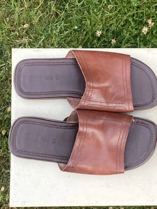 Sandalias Zara Cuero Marrón Natural Deslizables Planas Puntera Cuadrada Talla 41 Hechas en España - Imagen 1 de 10
