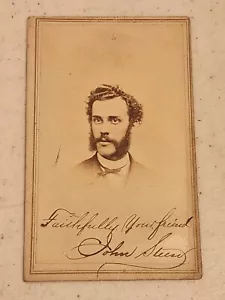 Antique Civil War Era Signed Portrait With 1860s 3 Cent Washington Stamp... - Picture 1 of 3