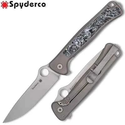 Spyderco Slym Frame Lock Flipper M390 Blade Titanium/FatCarbon Handles C271TIP - Image 1 of 3