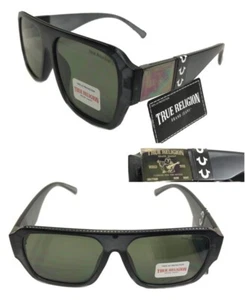 Nuevas gafas de sol True Religion TRM1872 negras mate/verdes de gran tamaño - pequeño defecto - Imagen 1 de 12
