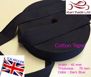 45 mm dunkelblau 100 % Baumwolle Gurtband Schürze Köper Wimpelband Stich Bindung Kleid - Bild 1 von 1