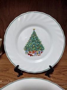 Set of 4 Porcelle by The House of Salem NOEL Christmas Tree 7 3/4” Salad Plates - Picture 1 of 2