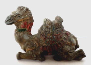 VINTAGE ANTIQUE POLYCHROME BRONZE CAMEL INKWELL - NO GLASS LINER - Picture 1 of 7