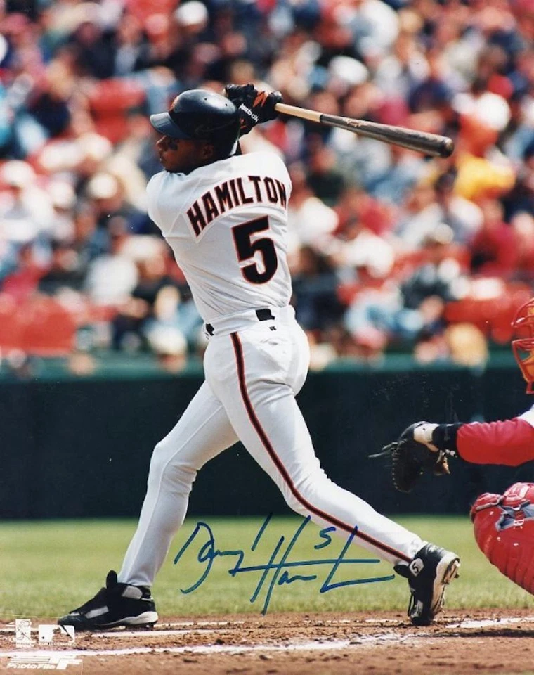 FOTO 8X10 FIRMADA AUTOGRAFIADA DE LOS GIGANTES DE SAN FRANCISCO DE DARRYL HAMILTON CON CERTIFICADO DE AUTENTICIDAD Foto 1 de 1
