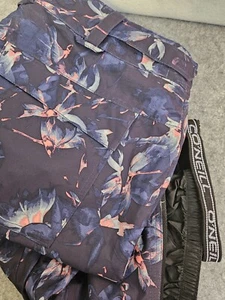O'Neill Womens 10K Ski Snow Pants Size L Blue Floral Waterproof Breathable Comfy - Picture 1 of 19
