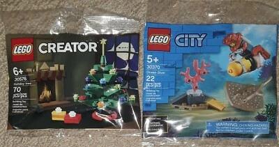 LEGO lot set 30576 30370 Holiday Tree Ocean Diver new sealed polybag Christmas - Image 1 of 4