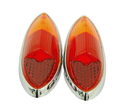 Lente de lanterna traseira vermelha/âmbar lateral esquerda ou direita compatível com Volkswagen Ghia 1960-1969 - Imagem 1 de 3