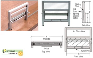 Satin Anodized Vertical Sliding Ticket Window With 8-1/4" x 3-1/2" Opening - Picture 1 of 7