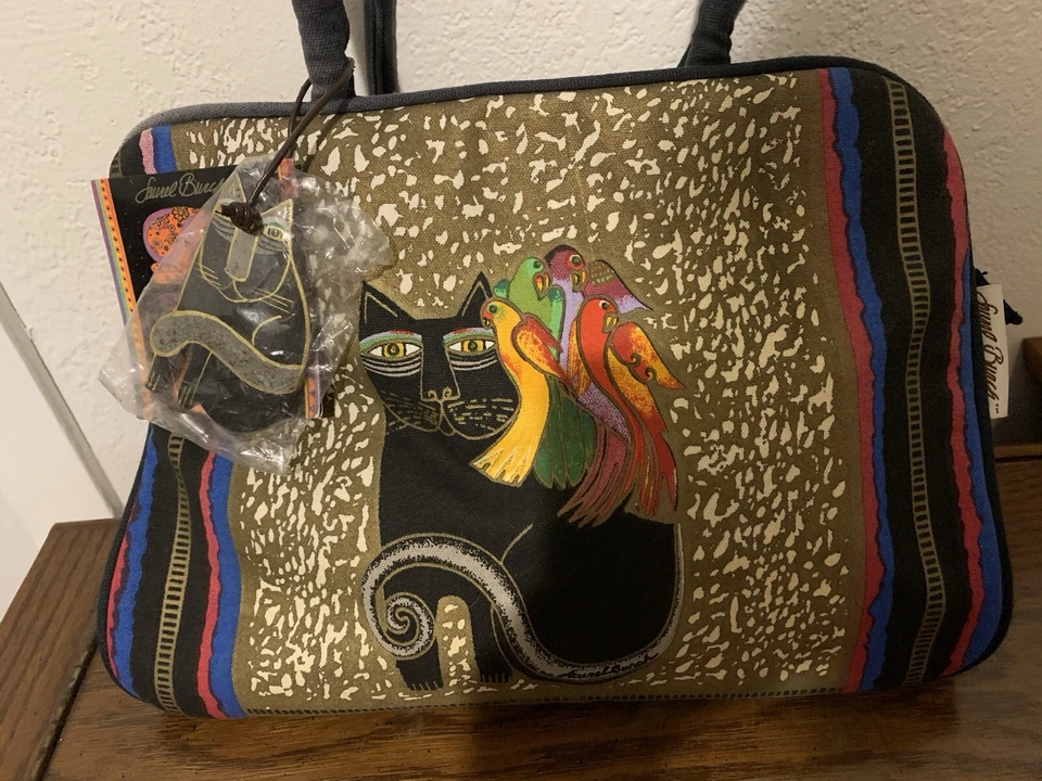 Bolso de Mano Laurel Burch Gato Cartera Negro Rojo Púrpura Foto 1 de 4