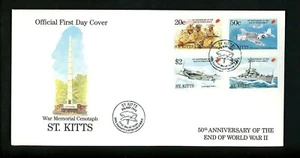 Postal History St. Kitts FDC #389-392 WWII End of War Anniversary Memorial 1995 - Picture 1 of 2
