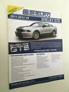 2011 2012 SHELBY AMERICAN INC SHELBY GTS NOS Mustang volantino scheda informativa/carroll - Foto 1 di 4