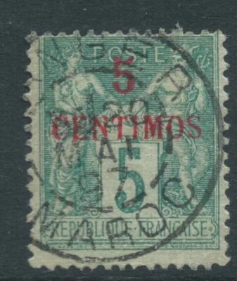 FRENCH MOROCCO 1899 SG2 5c on 5c bright yellow-green fine used Cat £26 - Image 1 of 2