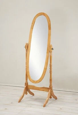 Classic Oak Adjustable Oval Wooden Bedroom Freestanding design Floor Mirror - Image 1 of 2