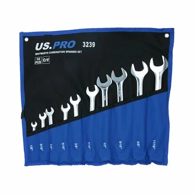 AB TOOLS British Whitworth BSW Combination Wrench Spanner 10pc 1/8 - 11/16W