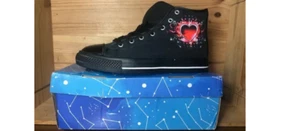 New Women's Black Canvas Hightop Shoes - Picture 1 of 4