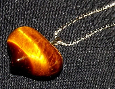 Halskette, Anhänger Tigerauge, Herz + Kette versilbert,  8,8g 25x20x13mm - Bild 1 von 4