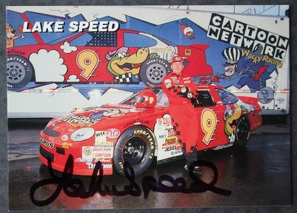 Tarjeta de carreras de Nascar Driver Lake Speed firmada autografiada de Cartoon Network DE COLECCIÓN- Foto 1 de 1