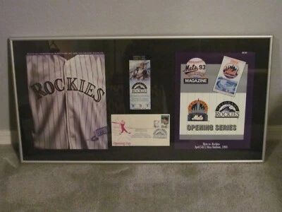 Colorado Rockies Opener framed program, ticket, and commemorative letter - Image 1 of 2