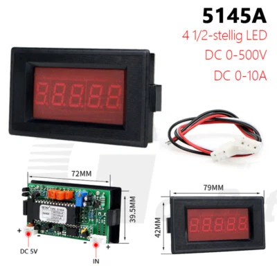 4 1/2-stellig LED Digital DC Voltmeter Amperemeter Panel Meter 0-500V 0-10A 5145 - Bild 1 von 4