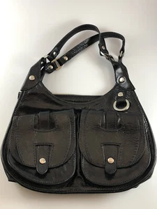 Vintage HOGAN Made In Italy black leather shoulder bag purse - Picture 1 of 4