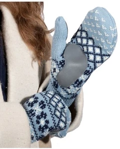 Isotoner Nordic Fair Mittens In BLUE NWT - Picture 1 of 5