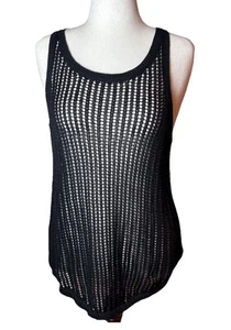 Neu ohne Etikett A.N.A offen Strick Häkel Racerback Cover Up BASIC SCHWARZ Größe L - Bild 1 von 3