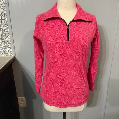 Chaqueta Pullover Polar Columbia Rosa Floral Cuarto Cremallera (Mujer Mediana) Foto 1 de 4