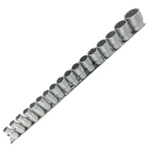 Metric Socket Set 1/2” Drive Shallow Socket 17pcs 10 – 30mm Set on Rail - Picture 1 of 7