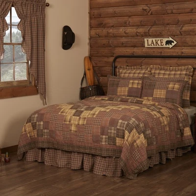 Rustic Luxury King Quilt Brown Patchwork Prescott Bedroom Decor VHC Brands - Image 1 of 4