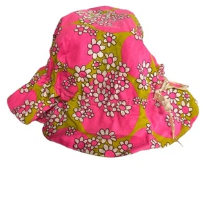 Antique Handmade Sun Hat Beach Pink Floral 60’s Hippie Cottagecore Retro Cotton - Picture 1 of 8