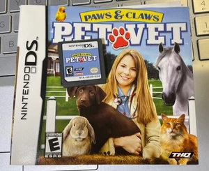 PAWS & CLAWS Pet Vet Nintendo DS 3DS 2DS 2007 *Game Cart & Artwork Insert - Picture 1 of 2