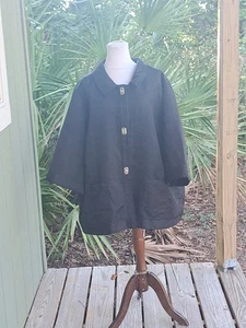 Maggie Barnes Lightweight Jacket Sz 4X Black Textured Fabric Lock Style Closure - Picture 1 of 15