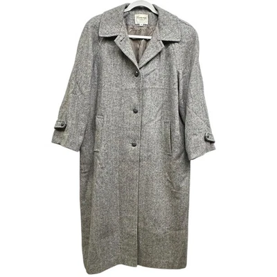 Abrigo Ferncroft Vintage Mujer 14 Gris Lana Espiga Tweed Abrigo EE. UU. 80s Foto 1 de 4