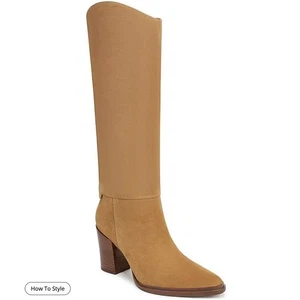 Franco Sarto Talla 7.5 JASMINE Gamuza Botas Hasta la Rodilla Mujeres Marrón Tostado NUEVAS $225 - Imagen 1 de 20