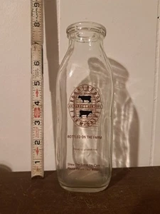 Vtg Ronny Brook Farm Dairy 1/2 Litre Clear Glass Milk Bottle Ancramdale NY USA - Picture 1 of 4