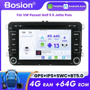 Radio de coche para VW Passat Golf 5 6 Jetta Polo Android 14 GPS Navi CarPlay DVD CD - Imagen 1 de 23