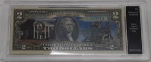 CU Colorized $2 FRN - President Andrew Jackson in Plastic Case - Picture 1 of 2
