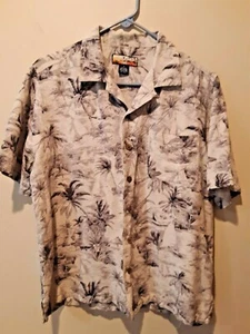 Havana Jacks cafe silk Hawaiian palm island shirt m medium - Picture 1 of 5