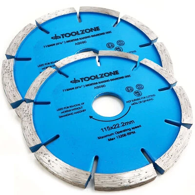 TOOLZONE 2 x Diamond Masonry Mortar Raker Joint Raking Disc 4 1/2" 115x22mm Diamond Discs