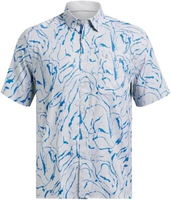 NUEVO CON ETIQUETAS Under Armour Para hombres Grande Dockside SS Camisa Gris Azul UPF 30 Barco de Pesca LG Foto 1 de 4