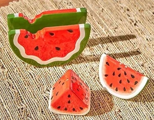 3-teiliges KÜCHENSET: SERVIETTENHALTER und SALZ- & PFEFFERSTREUER, WASSERMELONE  - Bild 1 von 5