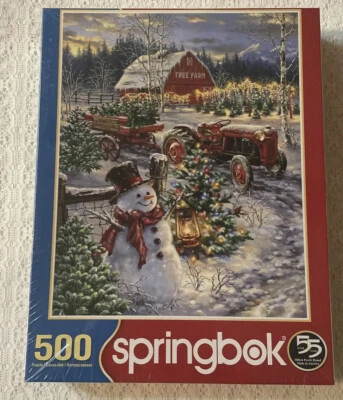 Springbok's 500 Piece Jigsaw Puzzle Christmas Tree Farm 2018 18” X 23.5” NEW - Image 1 of 4