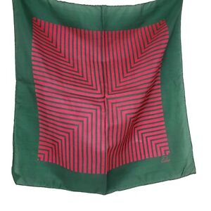 Vintage Echo Silk Scarf Red Green Geometric 20" Square Neckerchief