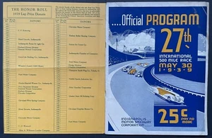 1939 Indy 500 Program + Lap Scoresheet + Race Summary Wilbur Shaw Indianapolis - Picture 1 of 12