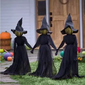 Halloween Multicolor Iluminar Cabezas de Bruja con Sonido Espeluznante Decoración de Patio - Imagen 1 de 11