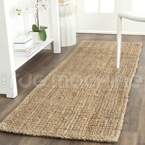 KOCHI BEIGE NATURAL HANDMADE WOVEN CHUNKY JUTE FLOOR RUG RUNNER 80x300cm **NEW** - Picture 1 of 3