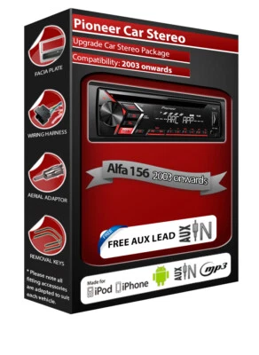 Alfa Romeo 156 Auto Unità Principale, Pioneer CD Autoradio con Anteriore USB Aux - Immagine 1 di 4