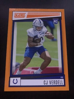 2022 Panini Score Football CJ Verdell Rookie Orange 🍊 392 Colts - Image 1 of 2