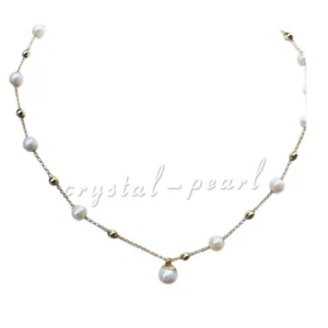 Stunning 18" AAA+ south sea NATURAL WHITE PEARL NECKLACE 14K P - Picture 1 of 4