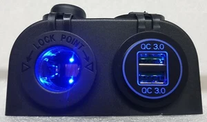 QC 3.0 DUAL USB QUICK CHARGE + POWER SOCKET WITH LED SURFACE MOUNT 4X4 CAR AU - Picture 1 of 7